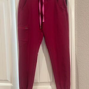 Figs scrubs Deep Fuscia Pink Jogger Pants with Drawstring